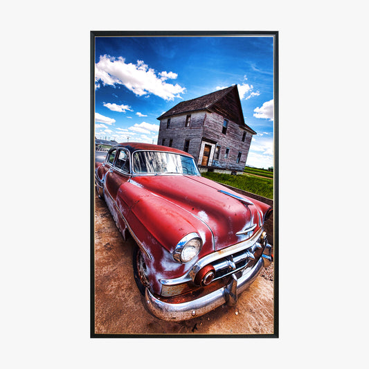 Crystal Painting - Red Car in Country Road