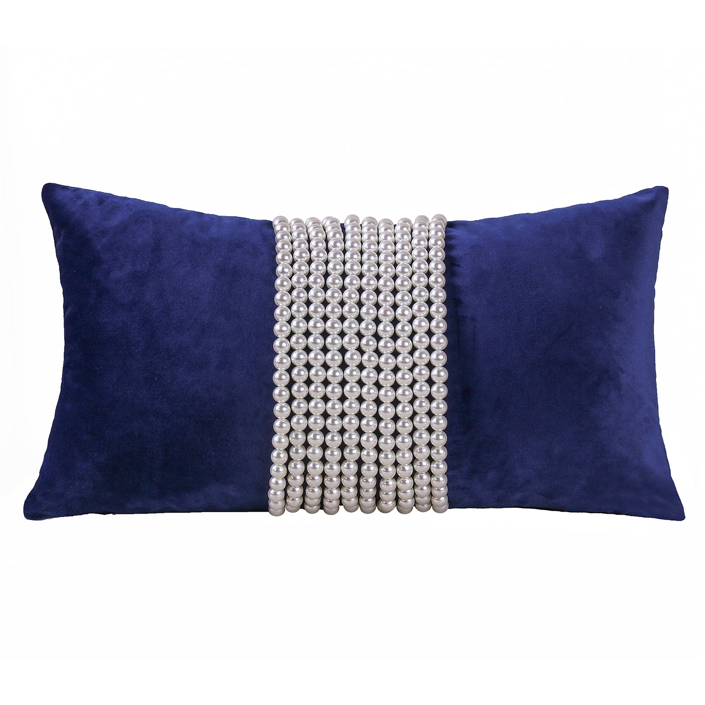 Decorative  pillow with pearl Strip or pearlTassels, Blue