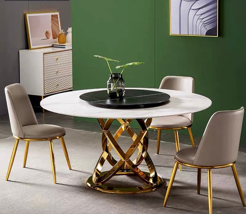 Round marble dining table store with gold legs