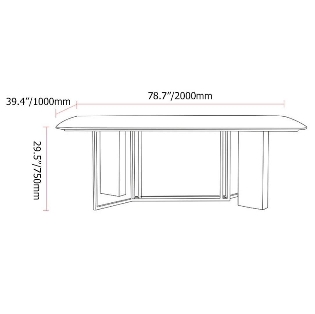 Contemporary design White Faux Marble Dining Table Rectangular Table in Brushed Gold