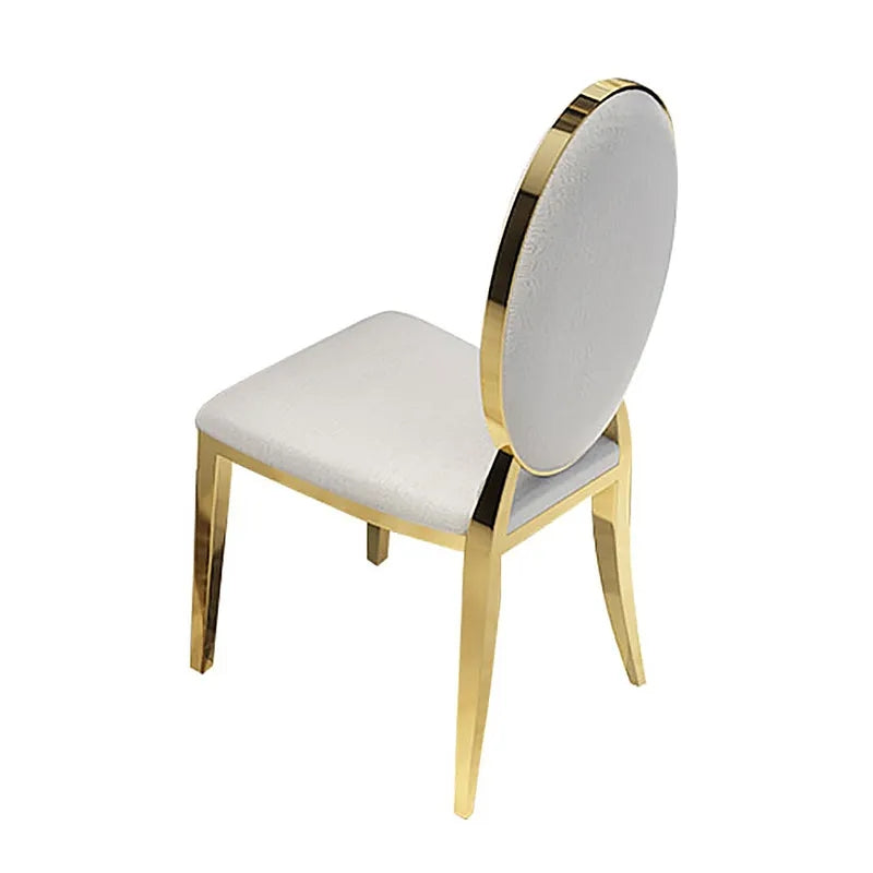 Modern Luxury White Dining Chair Upholstered Side Chair Gold Stainless Steel (Set of 2)