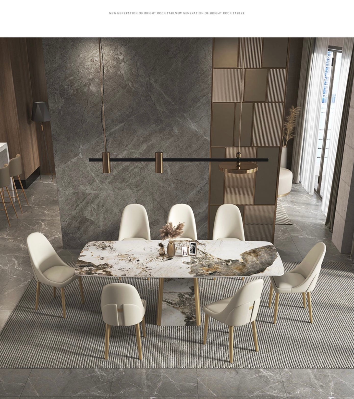 Contemporary Luxury design Marble Dining Table Rectangular Table