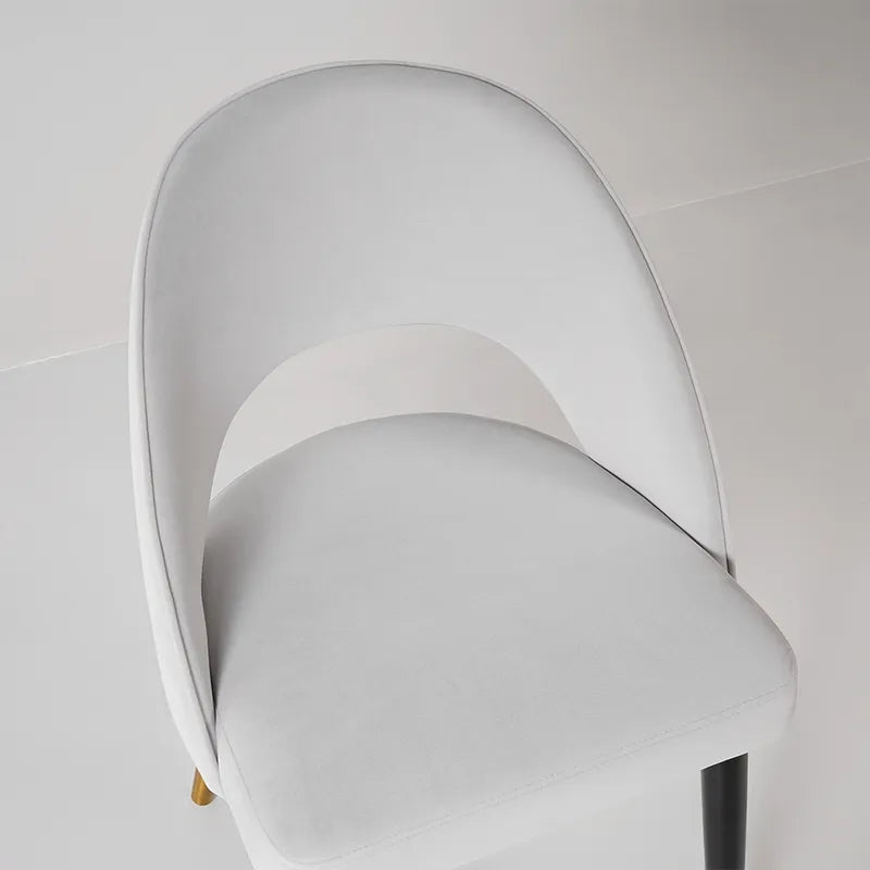 Modern Upholstered Light Gray Dining Chair Velvet Side Chairs Open Back (Set of 2)