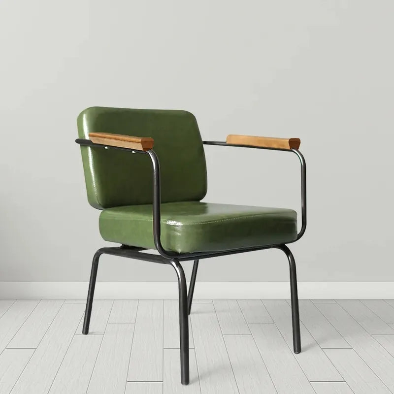 Green faux 2025 leather chair