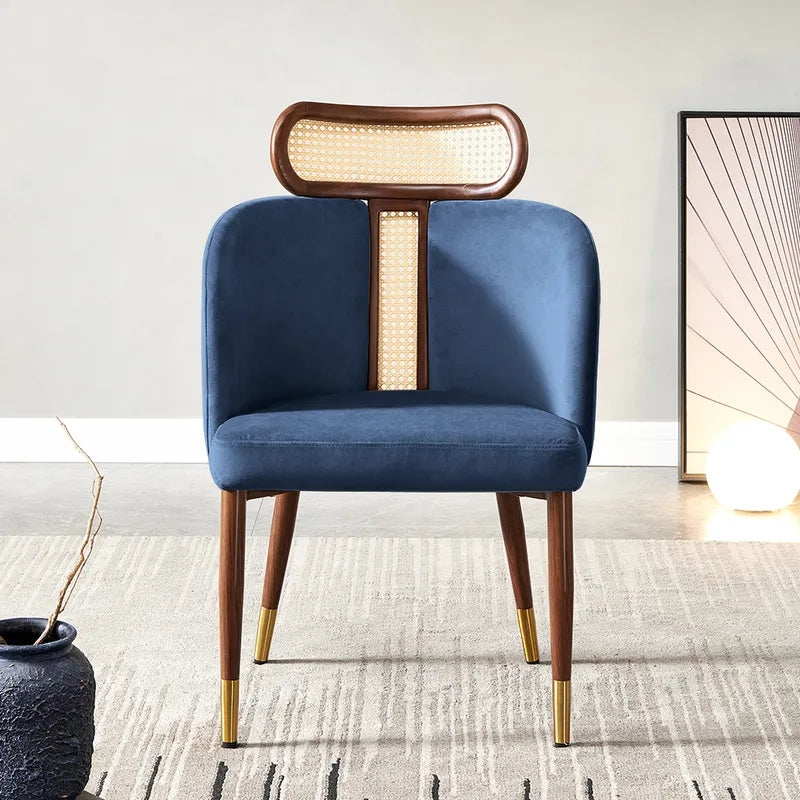 Rattan velvet online chair