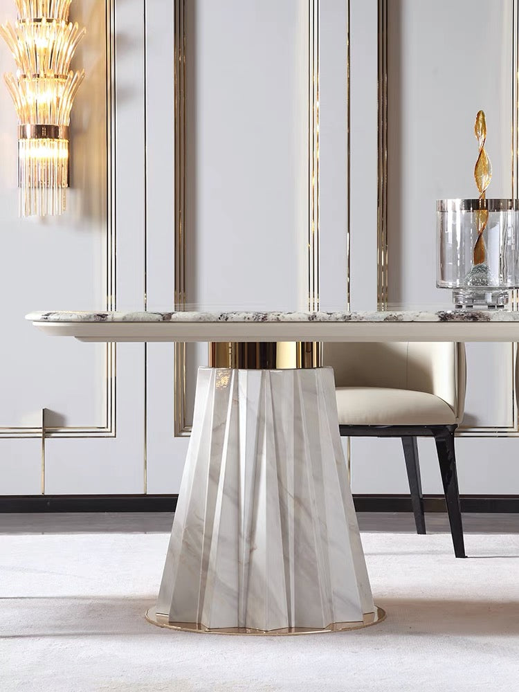 Contemporary Italy design  marble top with stainless steel base dining table/ dining chair
