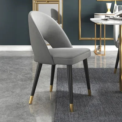 Modern Upholstered Light Gray Dining Chair Velvet Side Chairs Open Back (Set of 2)