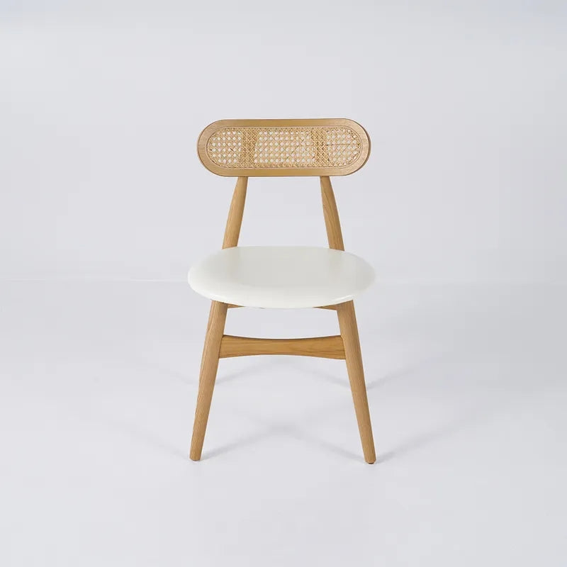 Japandi Natural Rattan Upholstered Dining Chair Ash Wood Side