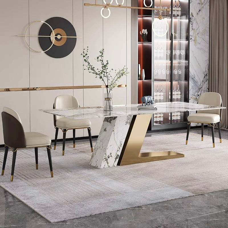 Contemporary 2021 Italy design marble top with stainless steel base dining table