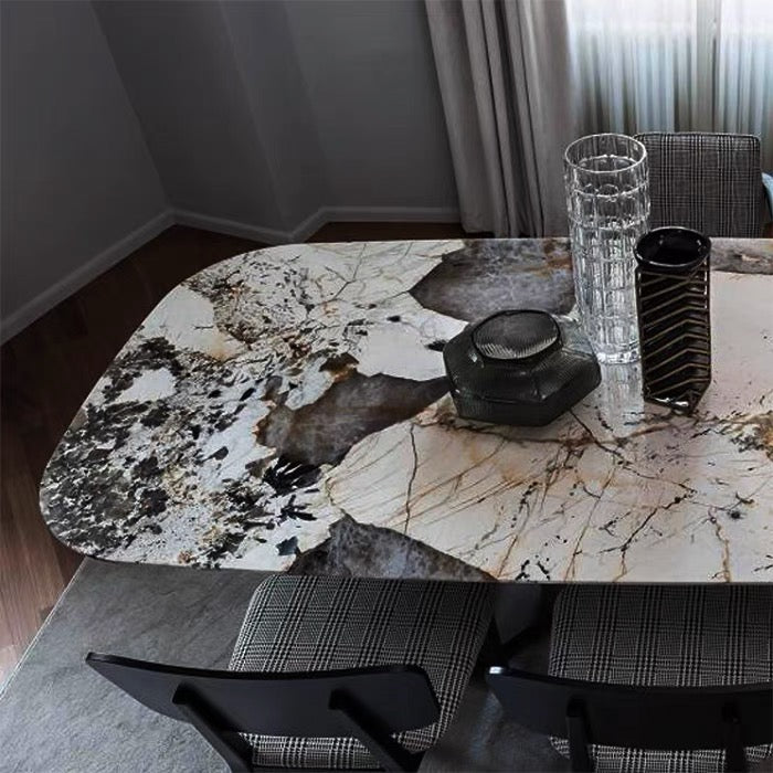 Contemporary Italy design stone top with stainless steel base dining table