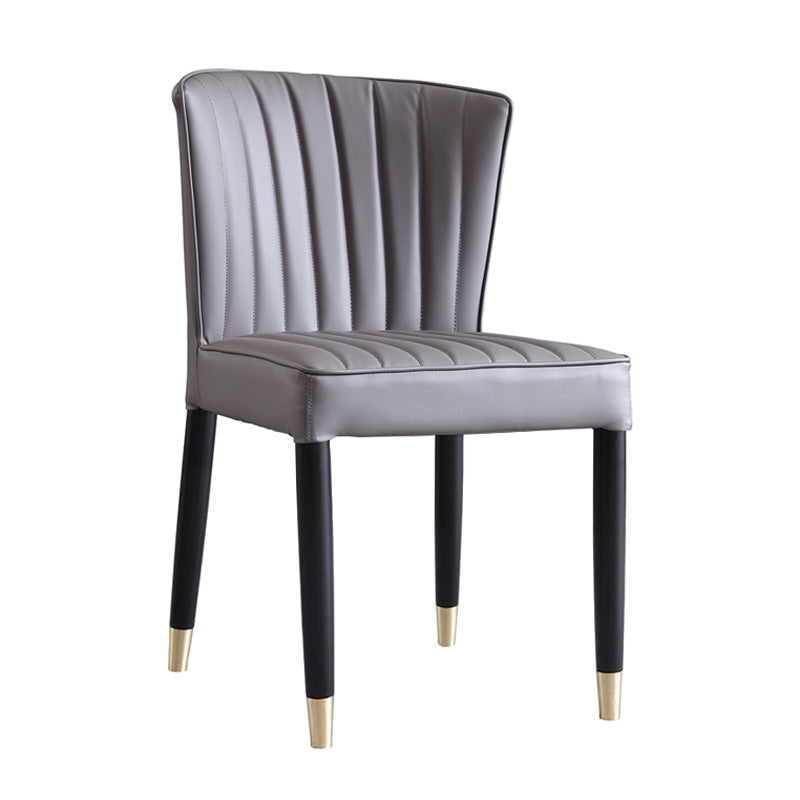 Contemporary Design PU Leather Dining Chair Upholstered Side Chair Stainless Leg