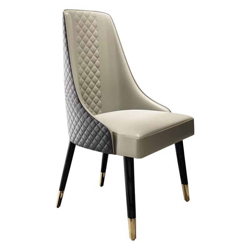 Contemporary Design PU Leather Dining Chair Upholstered Side Chair Stainless Leg