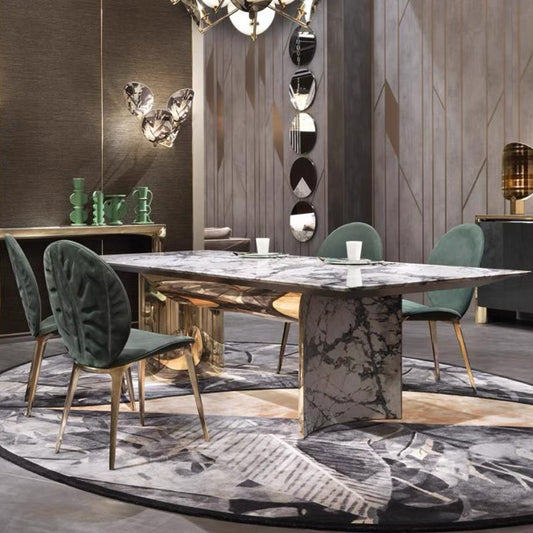 Contemporary Italy design marble top with stainless steel base dining table/ dining chair