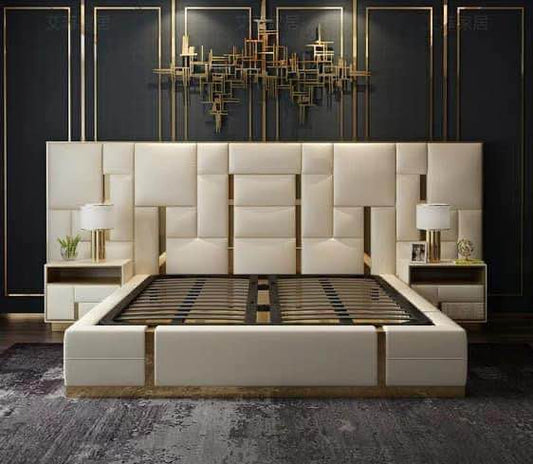 Hong Kong-style luxury ins leather bed Simple Italian soft bed American modern storage 1.8m2 double master wedding bed