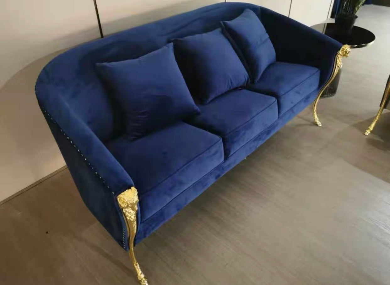 Luxury Interior Design Rams Head Chrome Gold Terminal Arms Velvet Accent Chair/Chair
