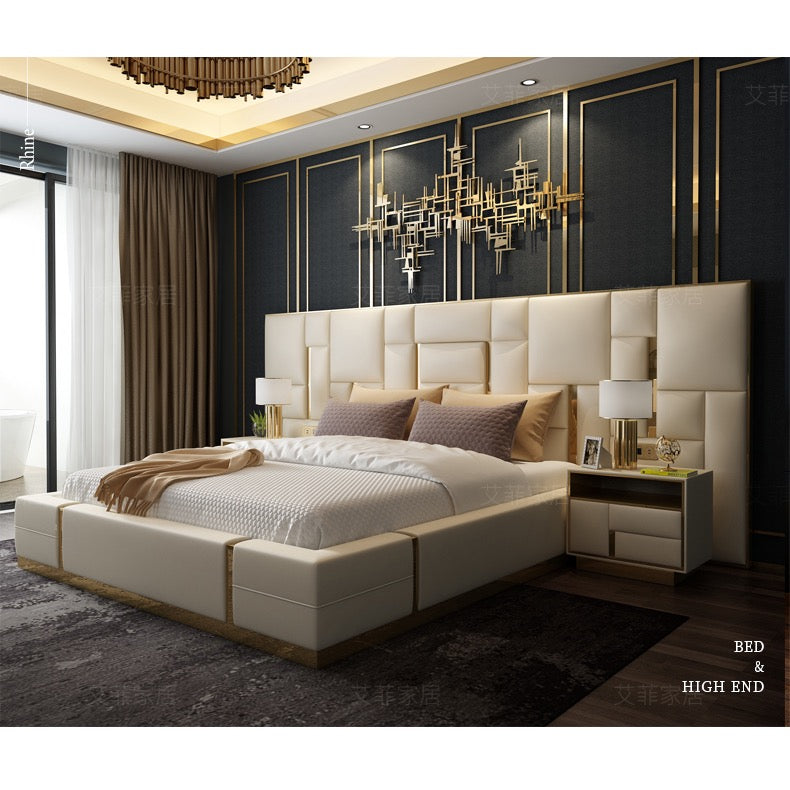 Hong Kong-style luxury ins leather bed Simple Italian soft bed American modern storage meter double master wedding bed