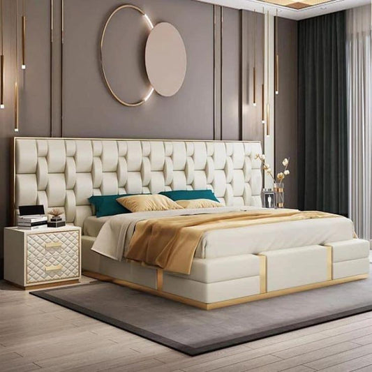 Ins net red Italian light luxury bed post-modern simple double bed high-end villa leather bed