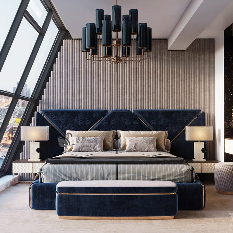 Modern simple bedroom fabric bed Italian style