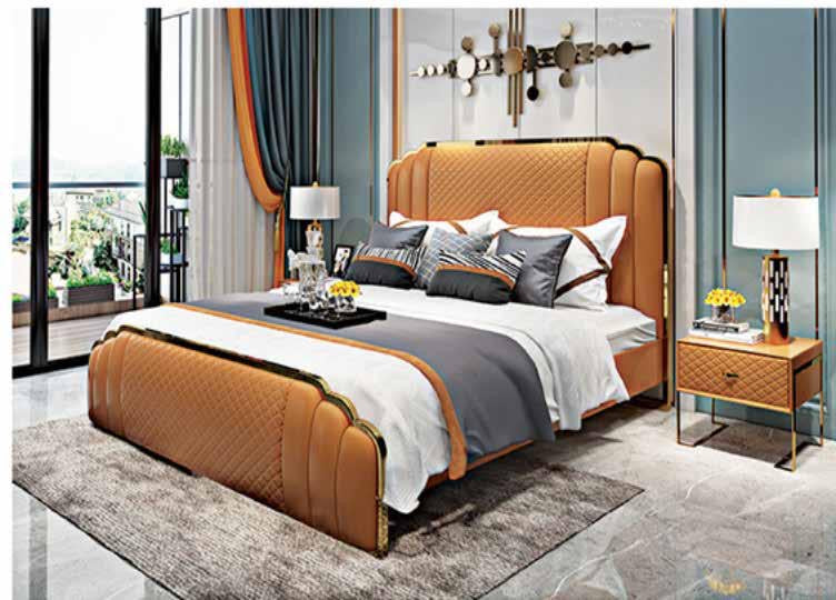 Modern light luxury bed high-end grand luxury double master bed 2023 new fashion simple leather wedding bed