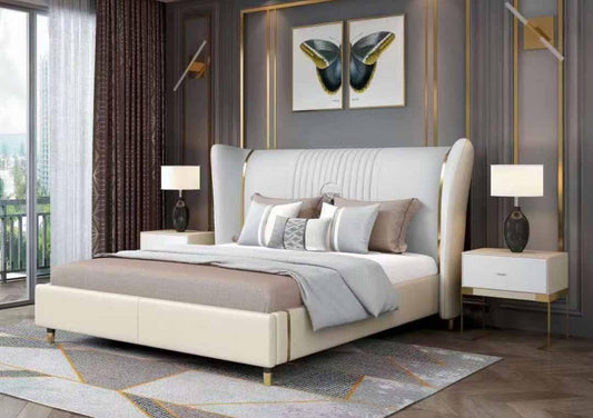 Italian light luxury bed master bed 1.8m king bed simple modern high-end light luxury wind bed leather bed leather bed