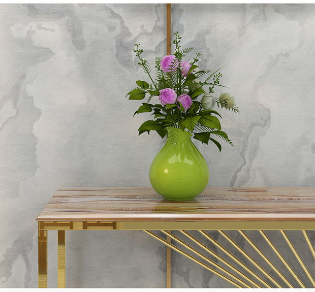 Marble Top Console Table with Simple lines design Gold