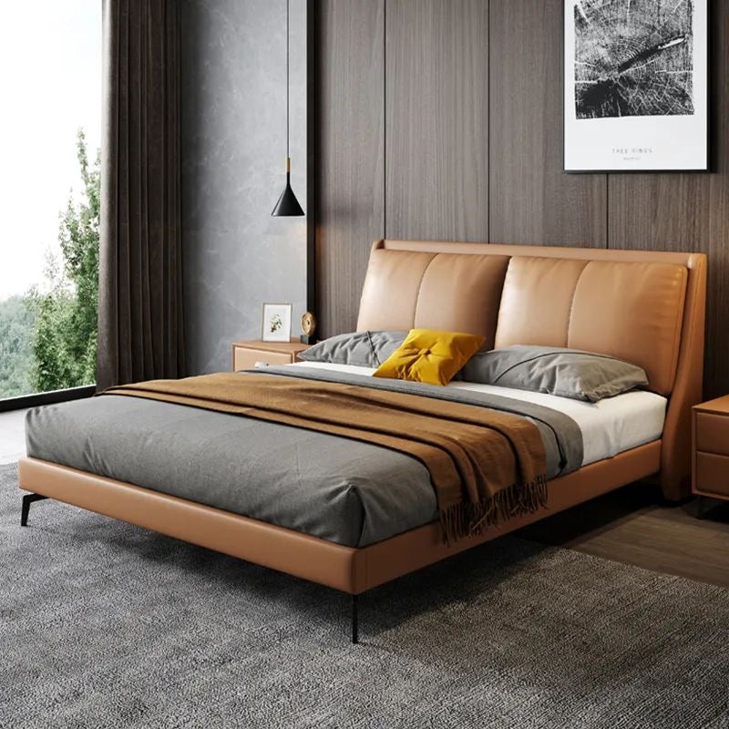 Italian leather bed leather bed double bed 1.8m minimalist 1.5m light luxury leather bed modern simple soft bed