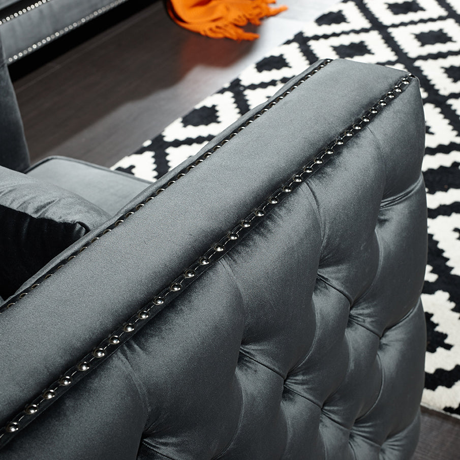 3-Pieces  Modern Metal Style Sofa Set, Dark Gray