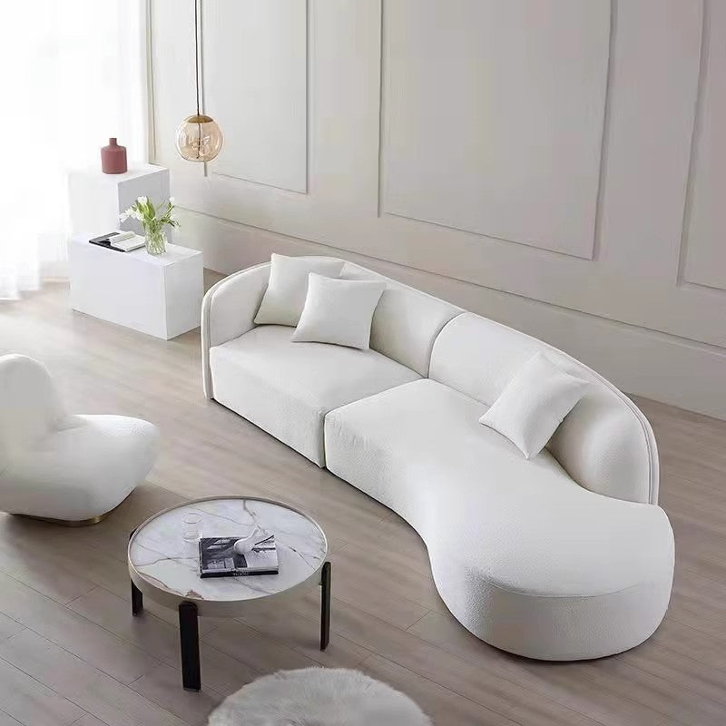 Nordic modern lamb velvet shaped moon business reception fabric design living room beauty salon minimalist curved sofa