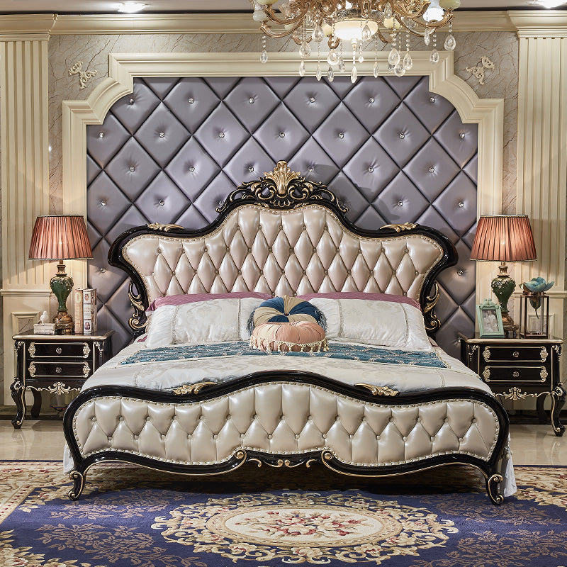 Luxury Classic Italian King Size Bed with Leather Cover