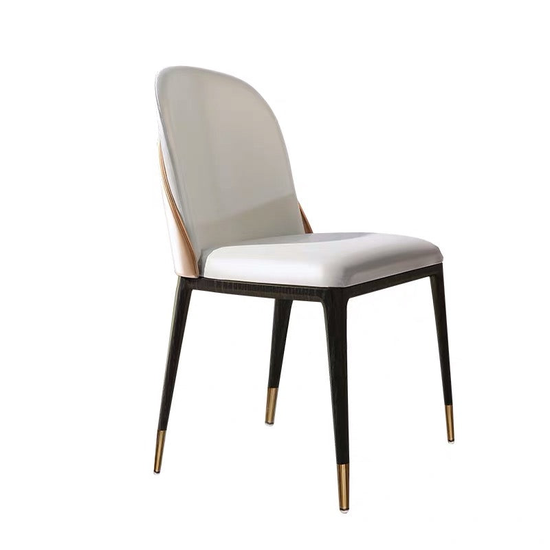 Contemporary Design PU Leather Dining Chair Upholstered Side Chair Stainless Leg