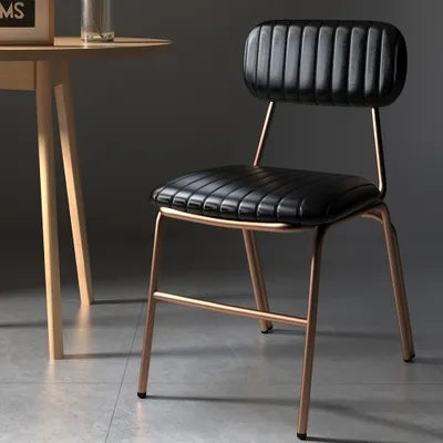 Modern Black Dining Chair (Set of 2) with Faux Leather Upholstered & Metal Frame