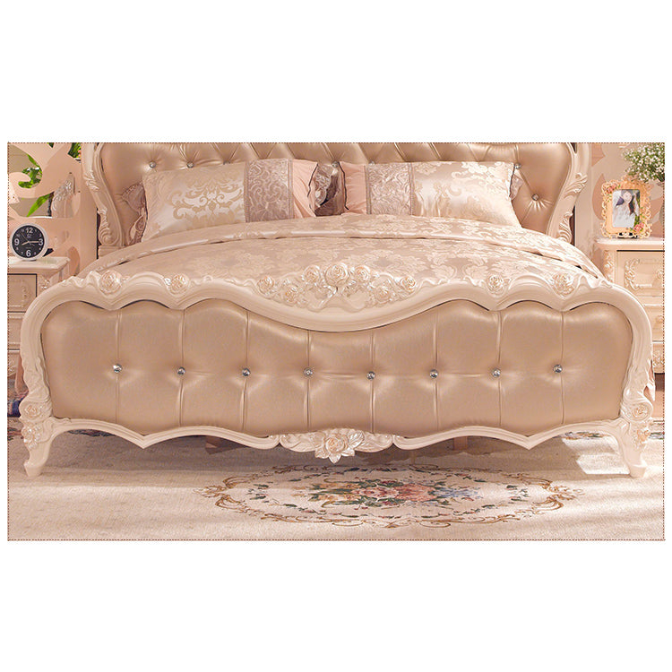 Rose Gold and Pearl White Bed With Floral Motif