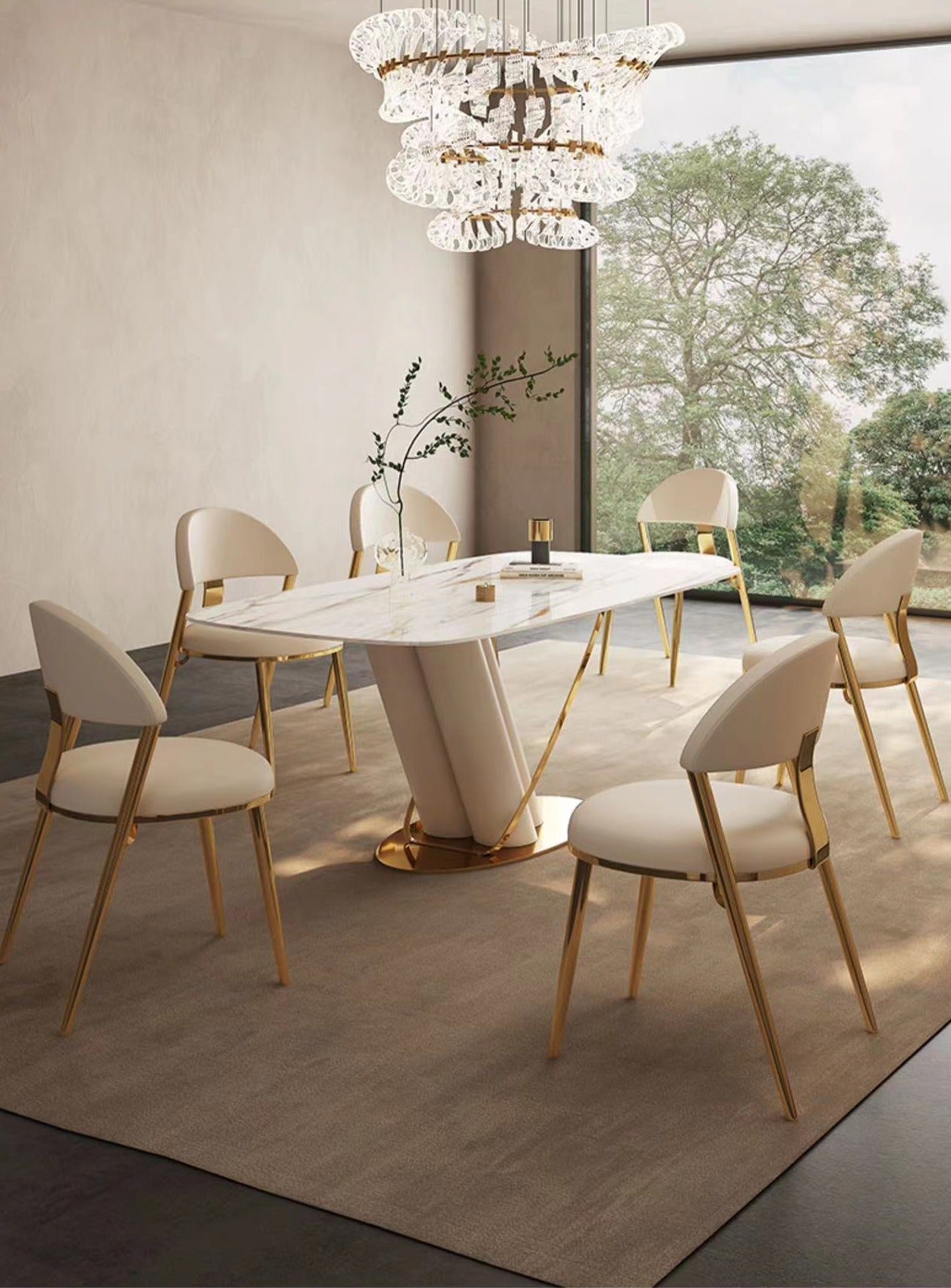 Contemporary sintered stone dining table