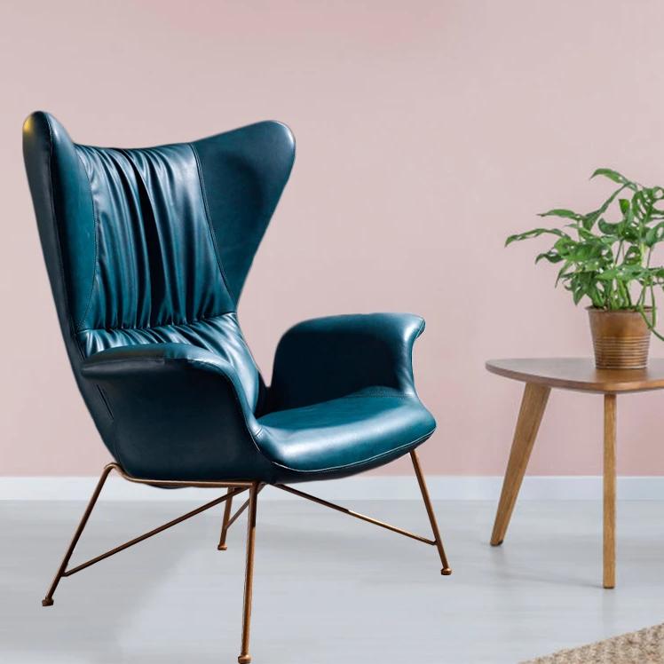 Vintage Butterfly Armchair with Gold Steel Legs, Peacock Blue