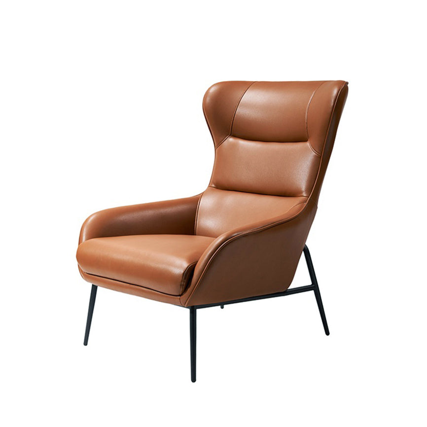 Elegant Accent Style Armchair with Steel Legs, Light Brown