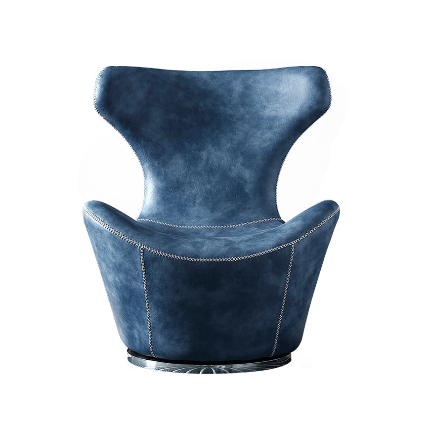 Modern Round 360 Swivel Chair,Leather Peacock Blue