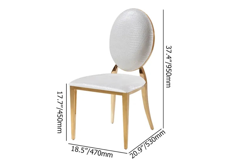 Modern Luxury White Dining Chair Upholstered Side Chair Gold Stainless Steel (Set of 2)