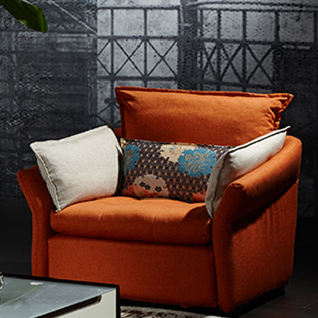 L-Shape Couch with Orange Armchair